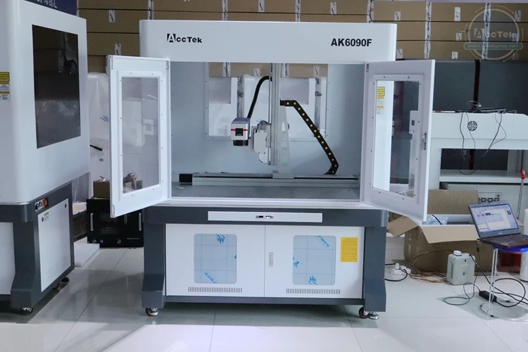 automatic laser marking machine 50w mini laser marking machine engrave metal sheet AK6090F