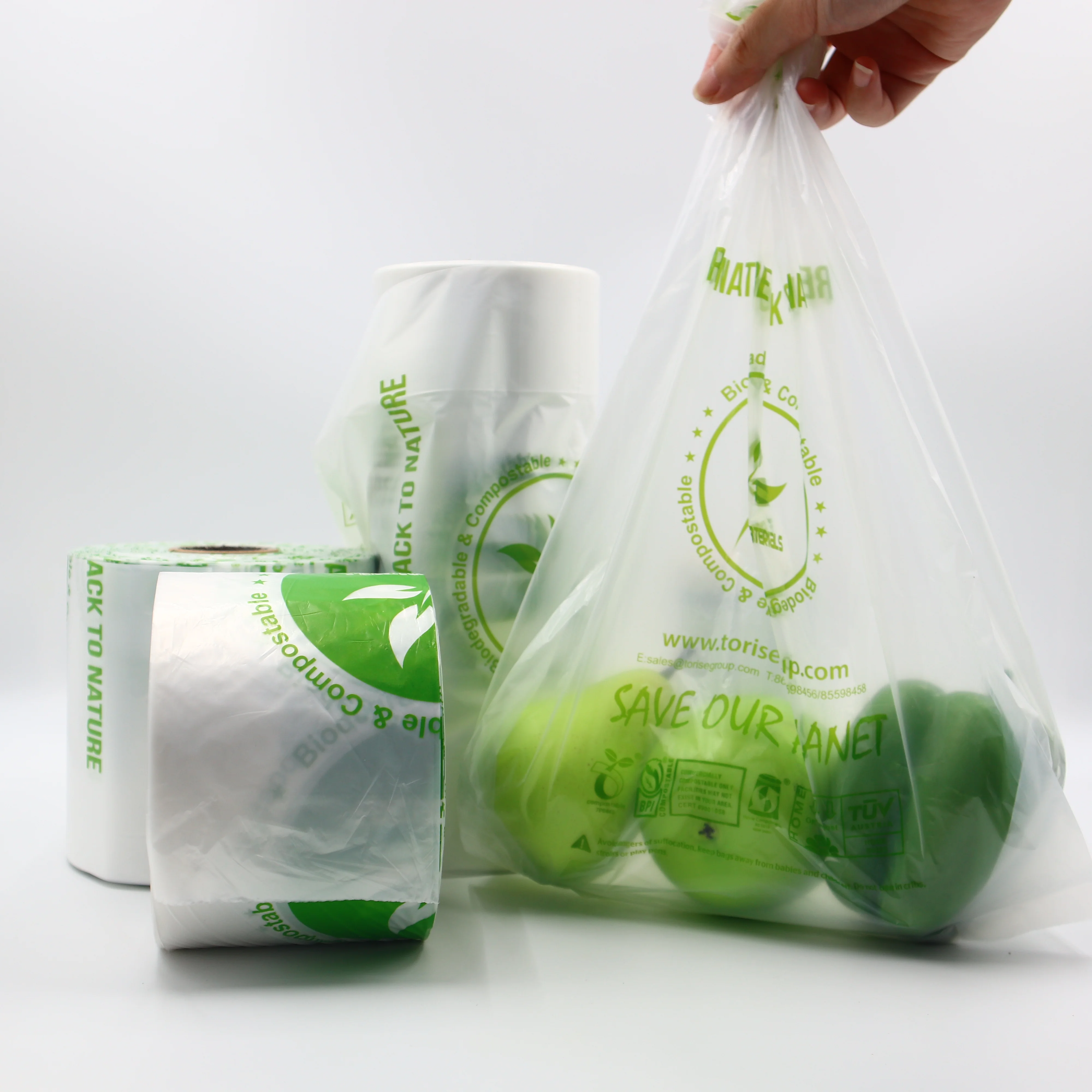 wholesale ASTM D6400 custom printing Reusable star seal bottom Supermarket Grocery Bulk Compostable Bags