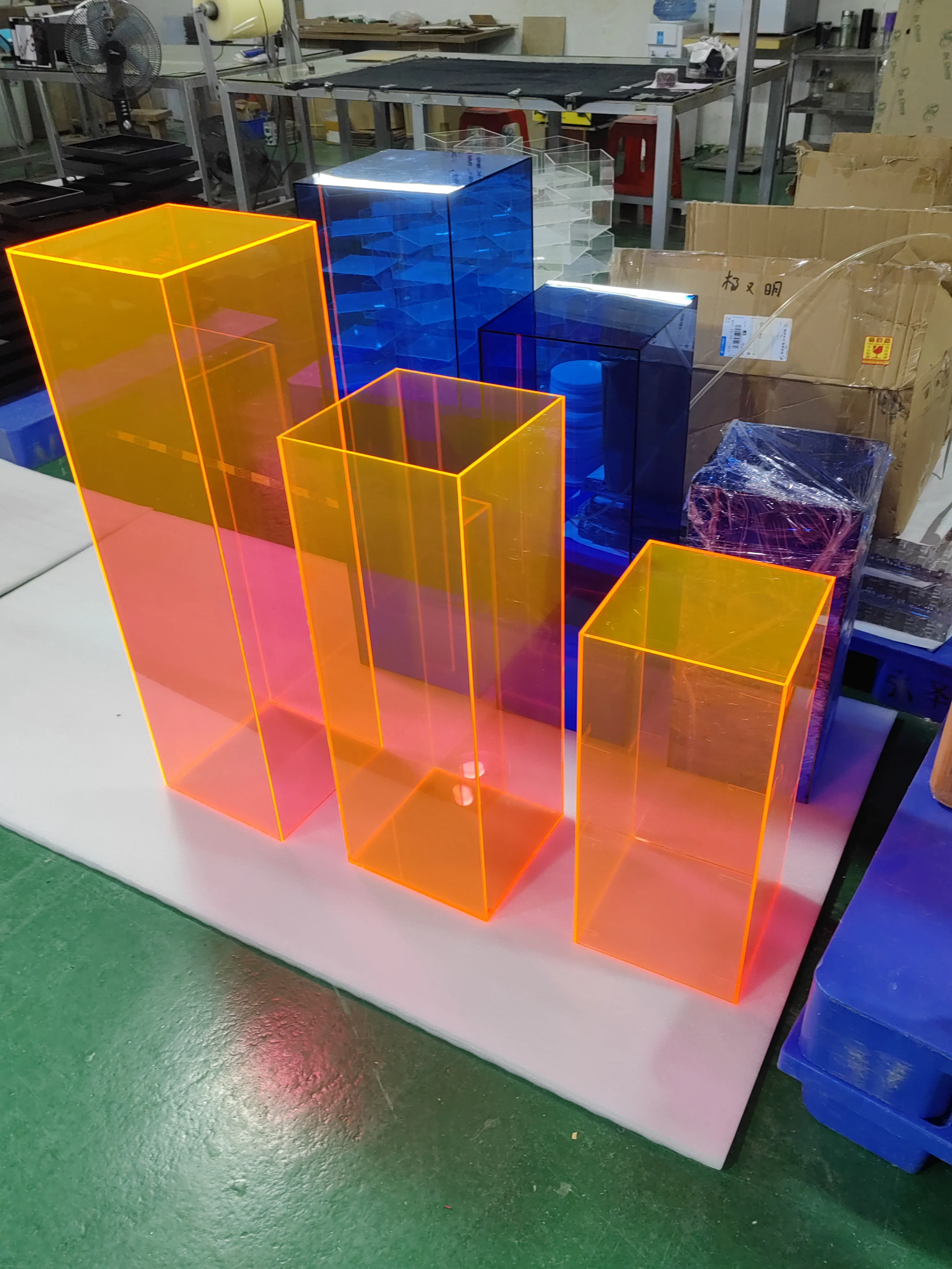 Birthday Party Clear  Round Pillar Pedestal Wedding Birthday Decorative Columns White Square Acrylic Stand For Cake Flower