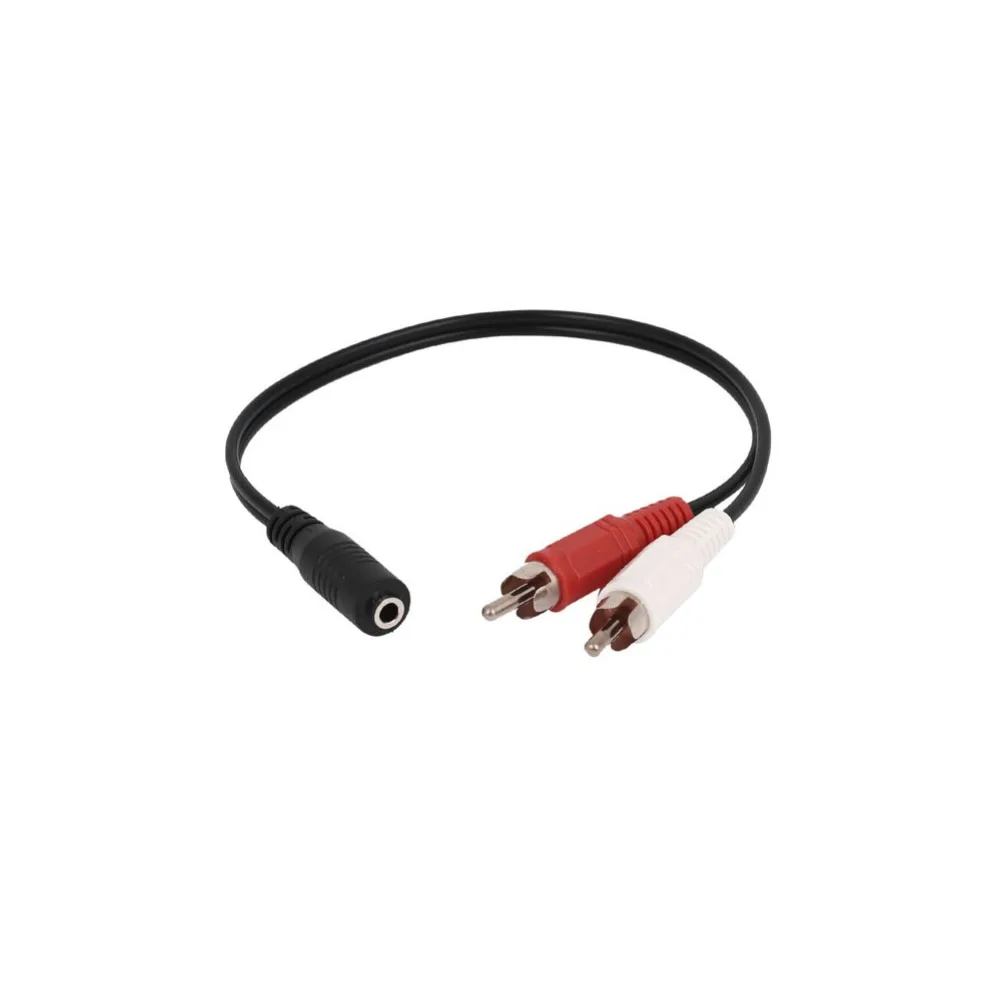 3.5mm Female Stereo to 2 RCA Male AV Audio Aux Cable Cord Adapter