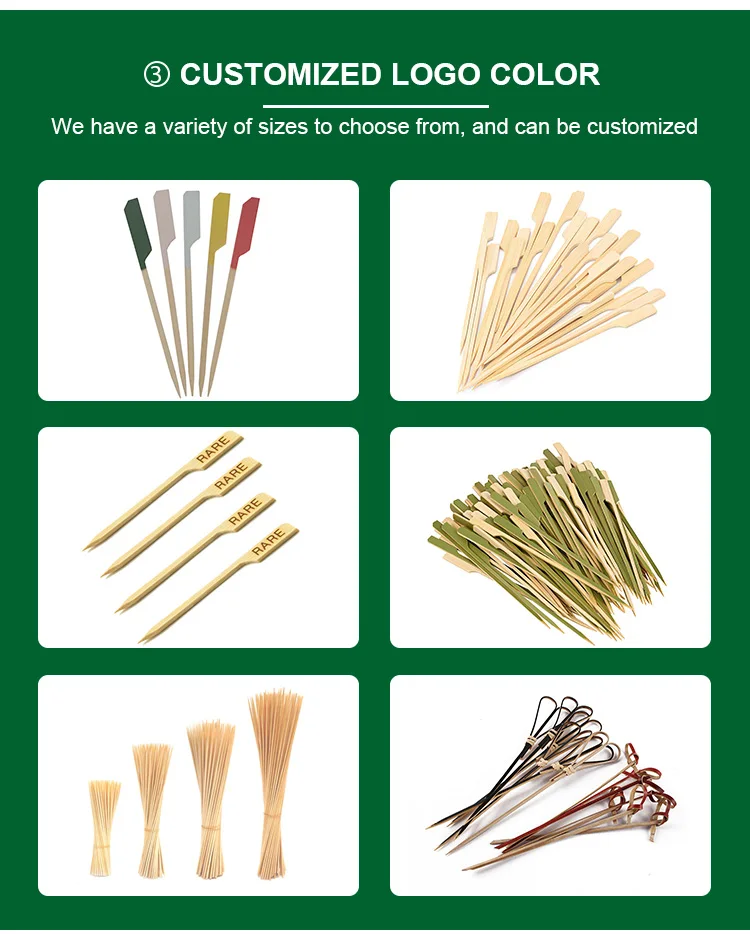 Customized Logo Disposable 9/12/15 Cm Bbq Paddle Bamboo Teppo Skewer for Free Sample
