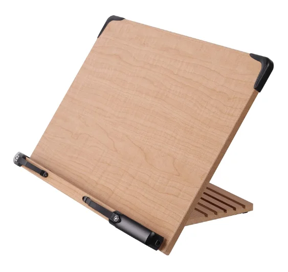 Adjustable Sturdy Portable Music Recipes book wood stand Large MDF wood Bookend with metal page holder