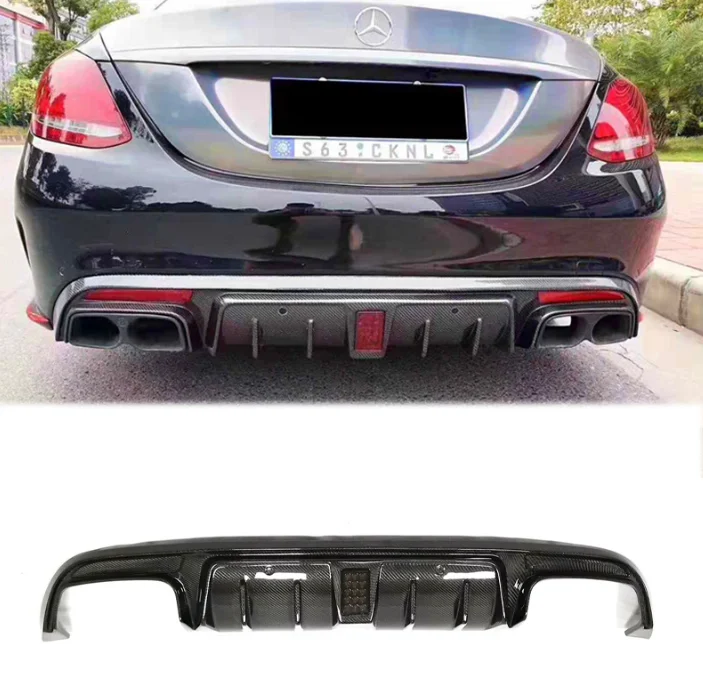Carbon Fiber Rear Bumper Lip For 2015-2021 Mercedes C63 C63S AMG Upgrade Brabus Style W205 Rear Diffuser