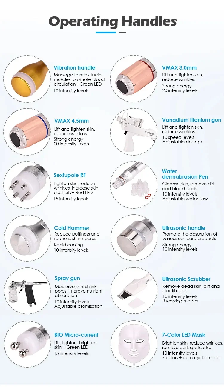 Hot Sale 11 In 1 oxygen facial microdermabrasion beauty machine hydra h2o2 skin care machine