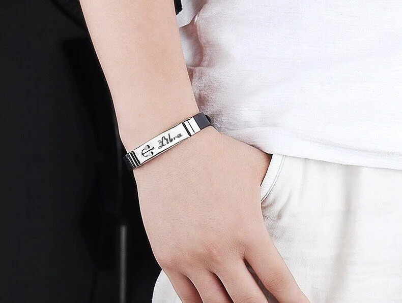 Wholesale Personality Stainless Steel And Silicon Zodiac Sign Bracelet For Men Accessories
