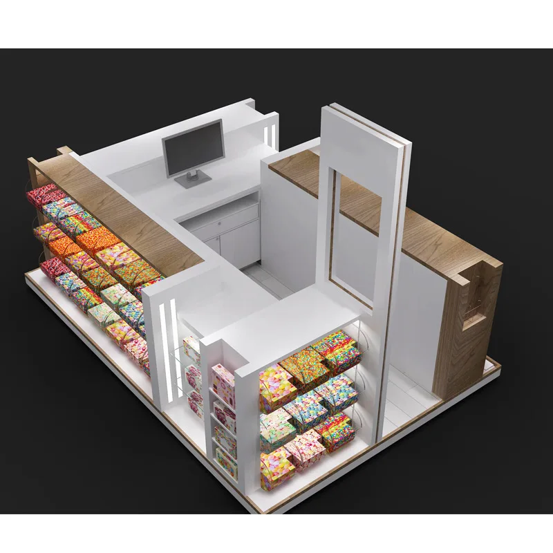 High-End Popular Custom Sweet Kiosk Furniture Retail Shopping Mall Candy Showcase Kiosk Design