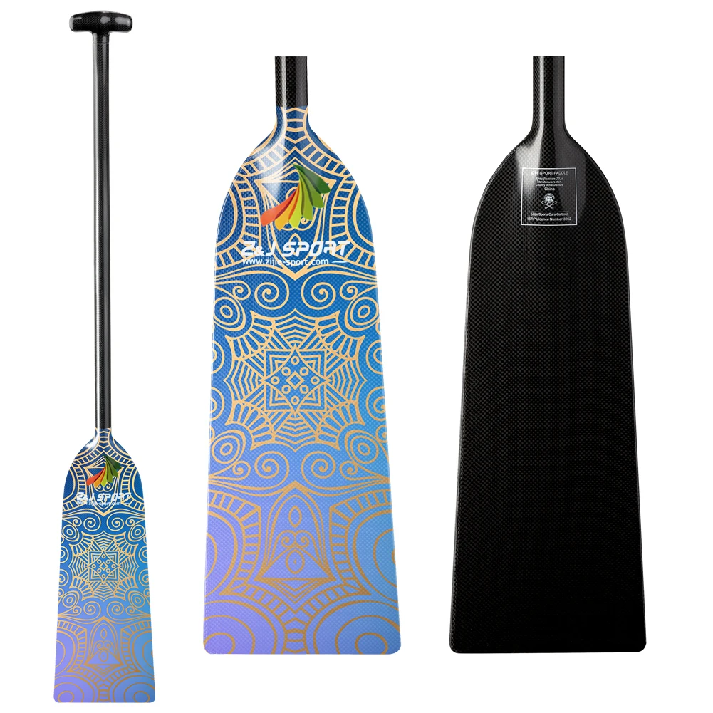 2021 ZJ SPORT Best Selling  IDBF Approved Carbon Dragon Boat Paddle With New Graphics on the Blade OPDP