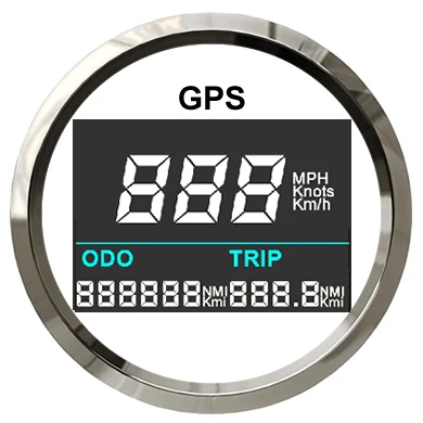 52mm Digital GPS Speedometer Total Mileage Adjustable GPS Blind Area Odometer Compensation 12V 24V