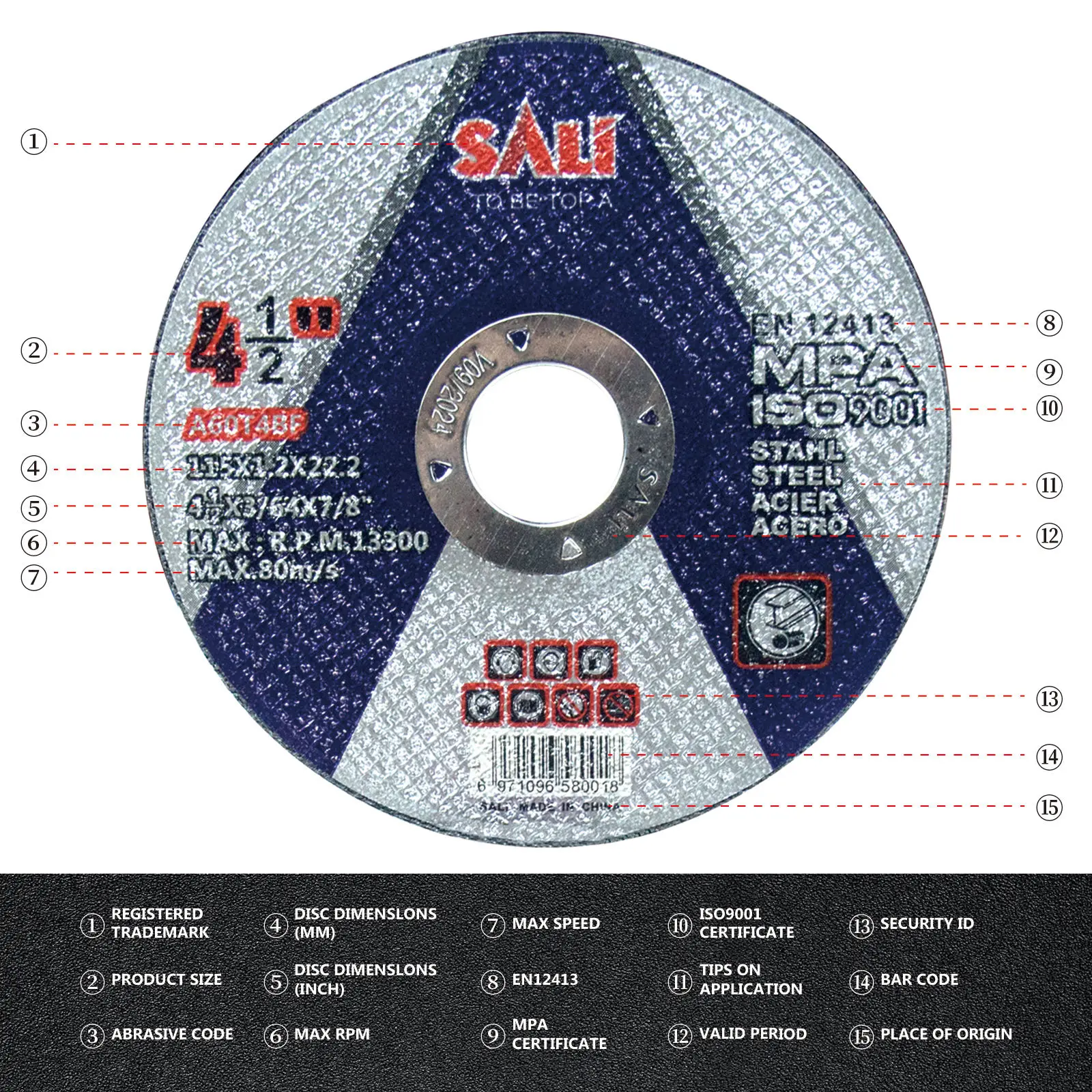 SALI 4.5 inch 115mm  abrasive tools cut off disk double net metal cutting disc for angle grinder