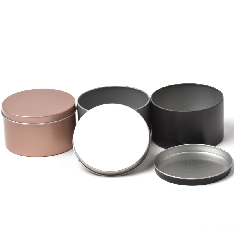Customized Food Grade Candy Hair Removal Cream Wax Round Tinplate Can Candle Metal Jars Rose Gold 8Oz Tin Box With Clear Lids