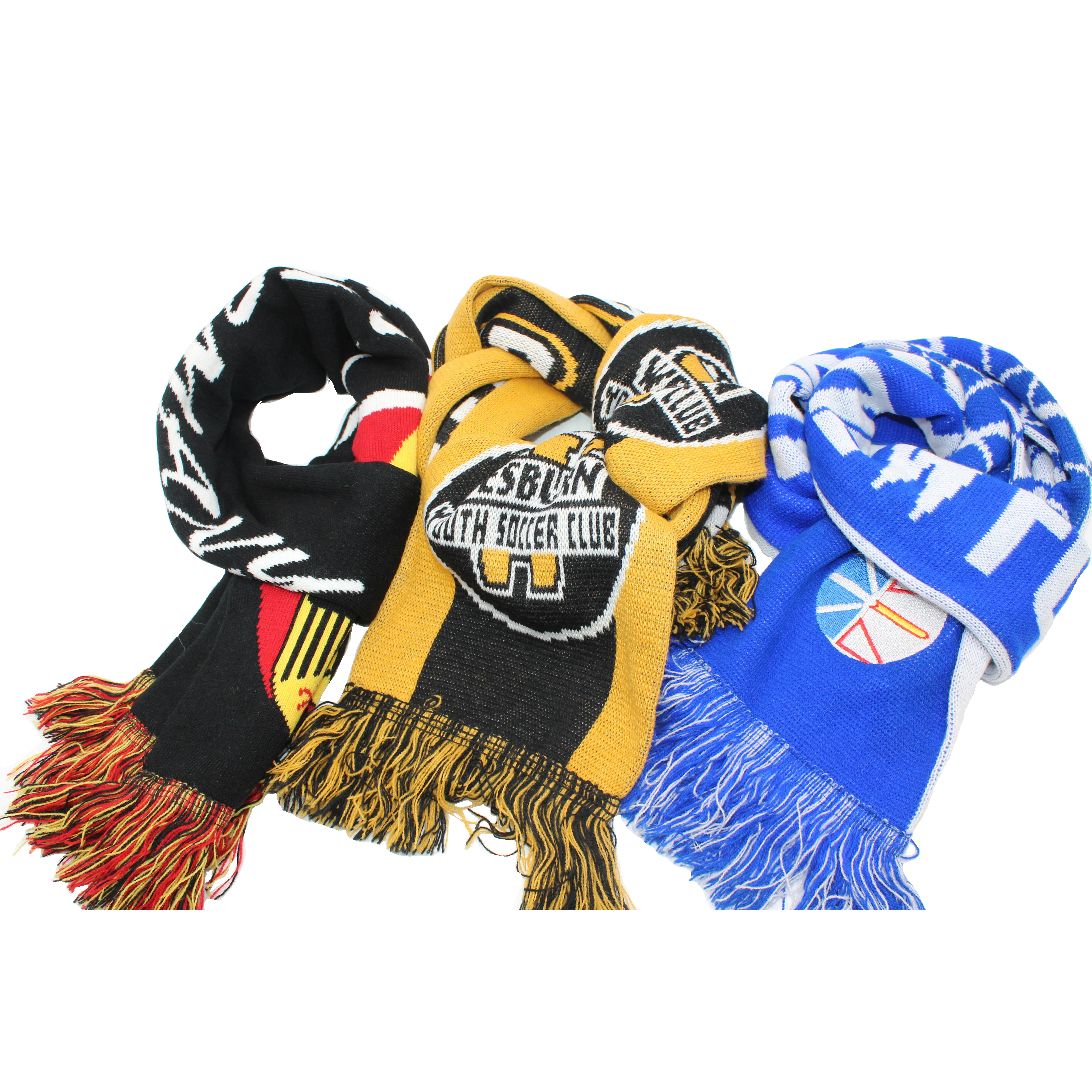 BSCI manufacturer winter oem custom printed acrylic jacquard world football sport club fan acryl scarf