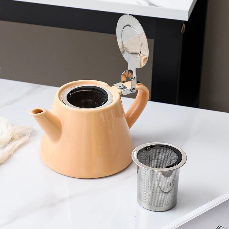 Modern Nordic Style Stainless Lid Tea Pot Coffee Tea Cup Sets Afternoon Porcelain Tea Set With Wooden Tray