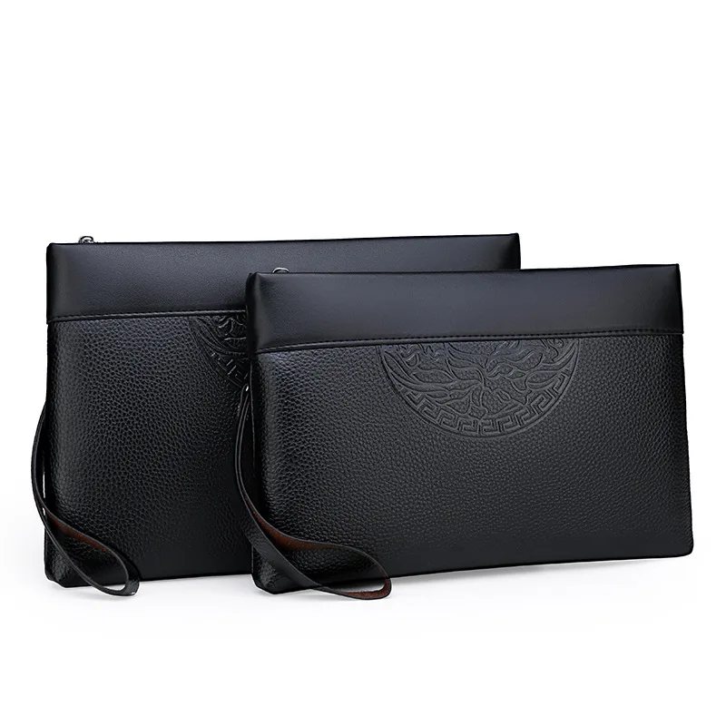 New Fashion Men Handbag Large Capacity Brand Leather Business Clutch Bags For Men Zipper Wallet Clutch Purse