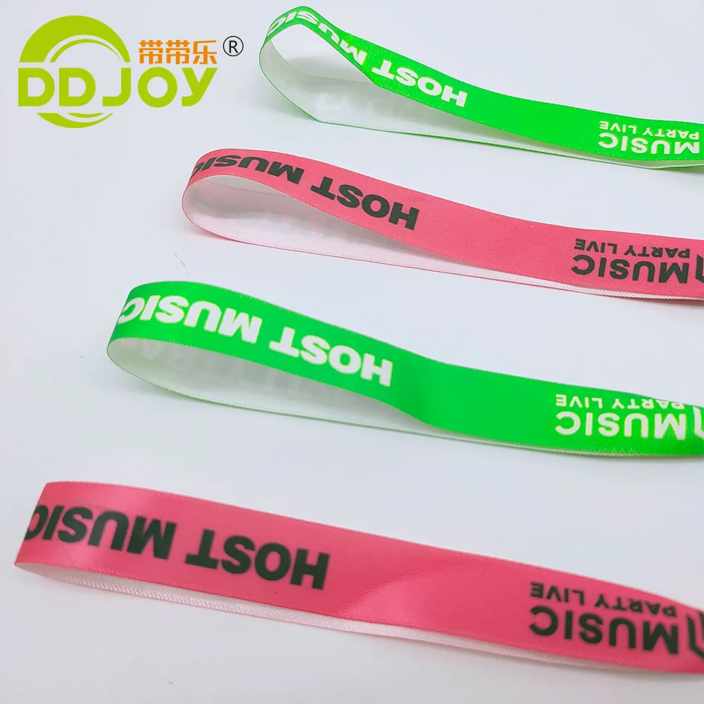 Wholesale Custom Personalised Textile Fabric Bracelets Concert Events Woven Ribbon Polyester Wristband with Plastic Slide lock