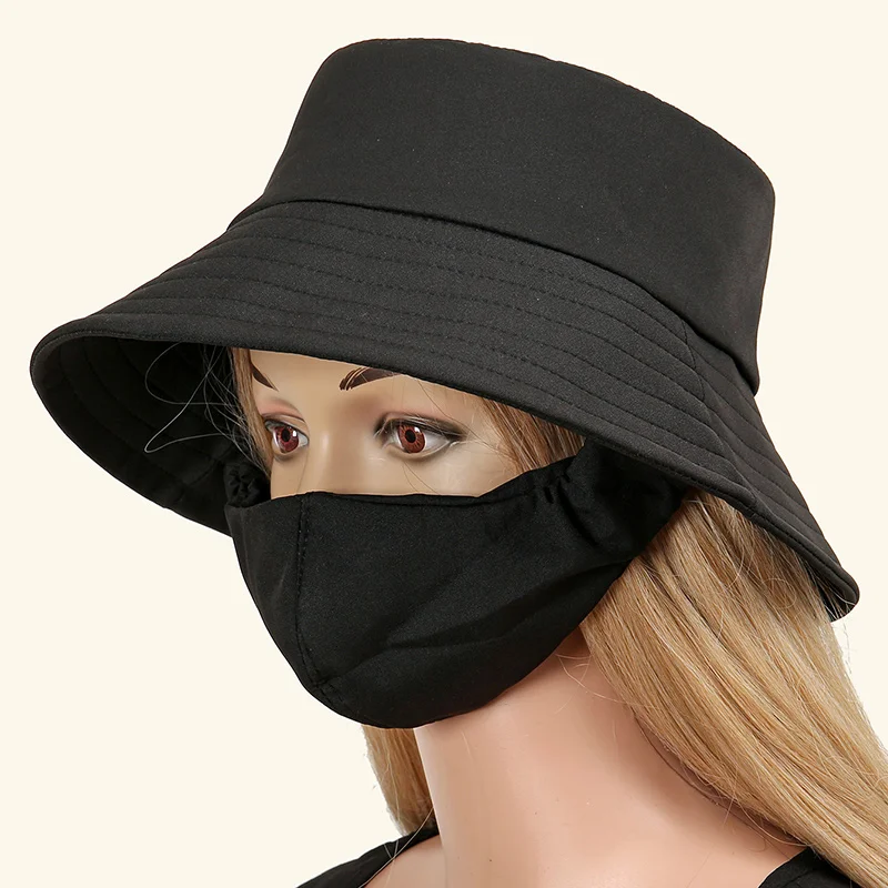 Women With Fisherman Hat Instant Hijab Sunscreen Cap face mask Face Covering With Fisherman Hat