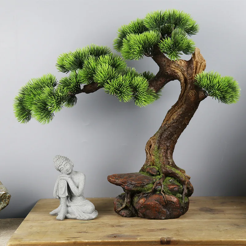 Home Office Decoration Artificial Pine tree Bonsai High Simulation Fake Cypress Bonsai