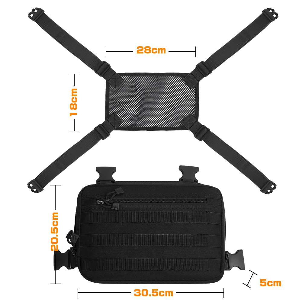 Multifunctional Streetwear Men Bag Tactical Molle Vest Hip Hop Style Cross body Chest Bags Packs for Outdoor Cycling Riding