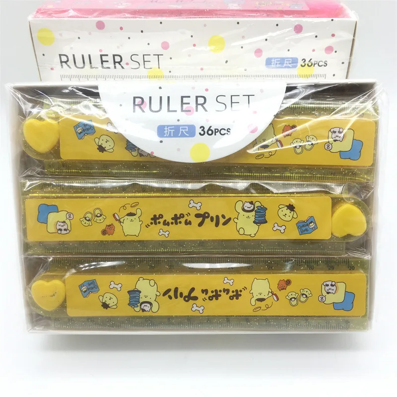 Junhui wholesale OEM 30Cm Kawaii Straight Ruler Demon slayer Kuromi Cartoon Students Stationery Transparent Kuromi ruler set