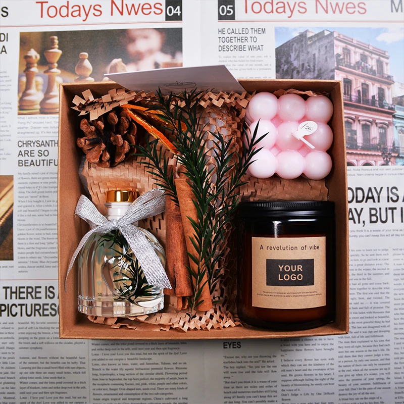 Подгонянная Роскошная ароматическая свеча Подарочная коробка роскошная свадьба день Святого Валентина Рождество Новый год соевый воск аромат набор