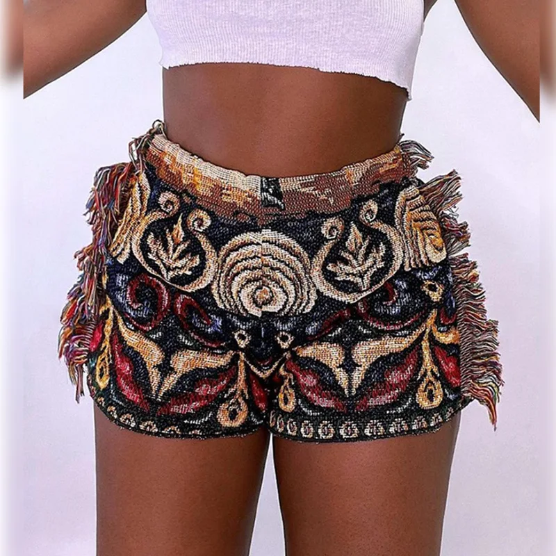 2021 Summer Printed Color elegant tassel Letter Shorts overall Fashion Fit Street Shooting Shorts Women