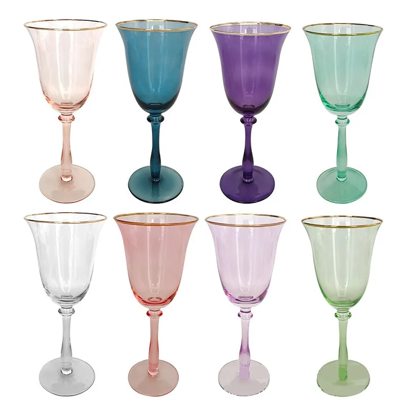 Crystal Ribbed Champagne Glass With Gold Rim Wholesale Luxury Custom Round Hammer Shape Flute Tulip Vintage For Restaurant Bar