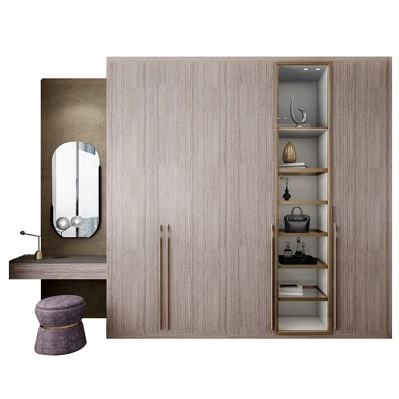SUOFEIYA Minimalist Modern Built in Swing Door Wardrobe Cabinet Display with Dressing Table Bedroom Furniture Home Furniture