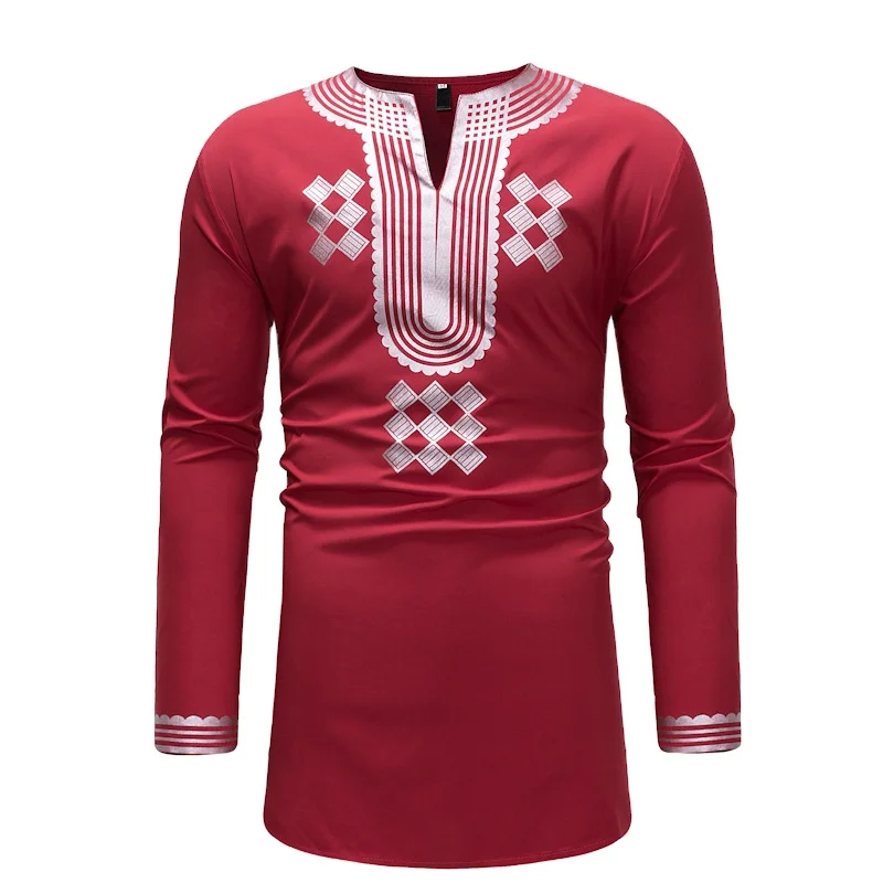 2021 new design mens Africa clothing long sleeve dashiki tribal robe African clothing shirts