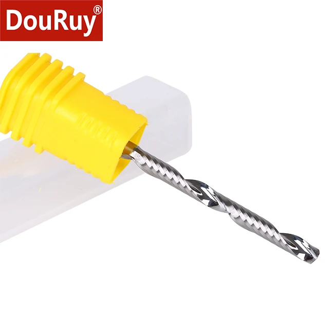 DouRuy CNC solid carbide milling cutter Single Flute Spiral Engraving Router Bit CNC Carving Bit For Hard wood