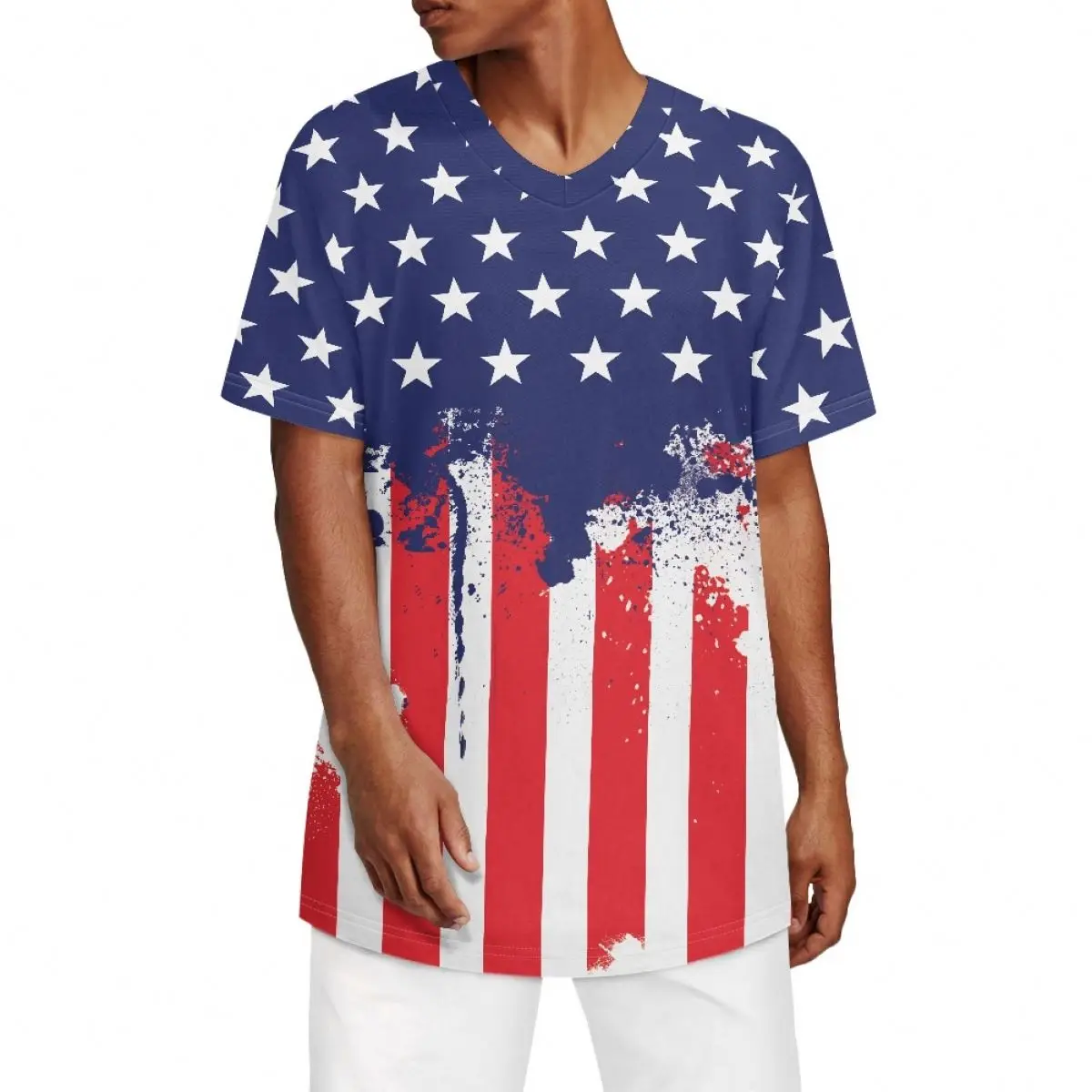 Youth Baseball Jersey Shirt Short Sleeve American Flag 3D Pattern Baseball Jersey Wholesale Custom Baseball Jersey Sublimation
