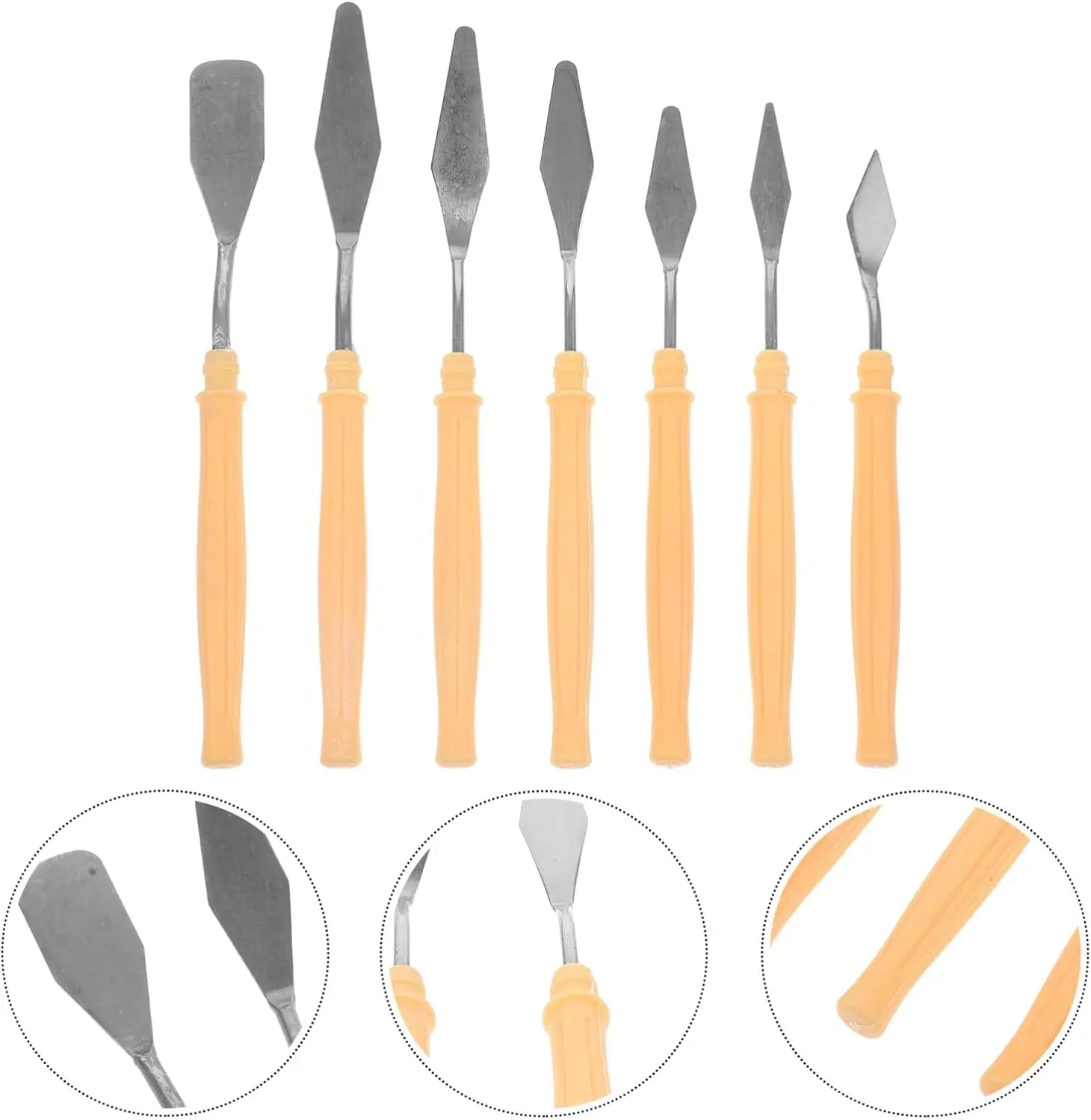 Wholesale 7pcs Paint Scraper Set Plastic Handle Stainless Steel Artists Palette Knife Painting Spatula