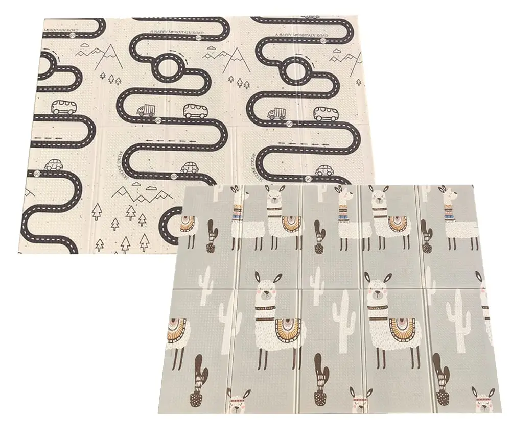 Children Double Sided Non-Toxic Educational Toy Large Cartoon Pattern Foldable Floor Pad Carpet Xpe Foam Baby Crawling Play Mat