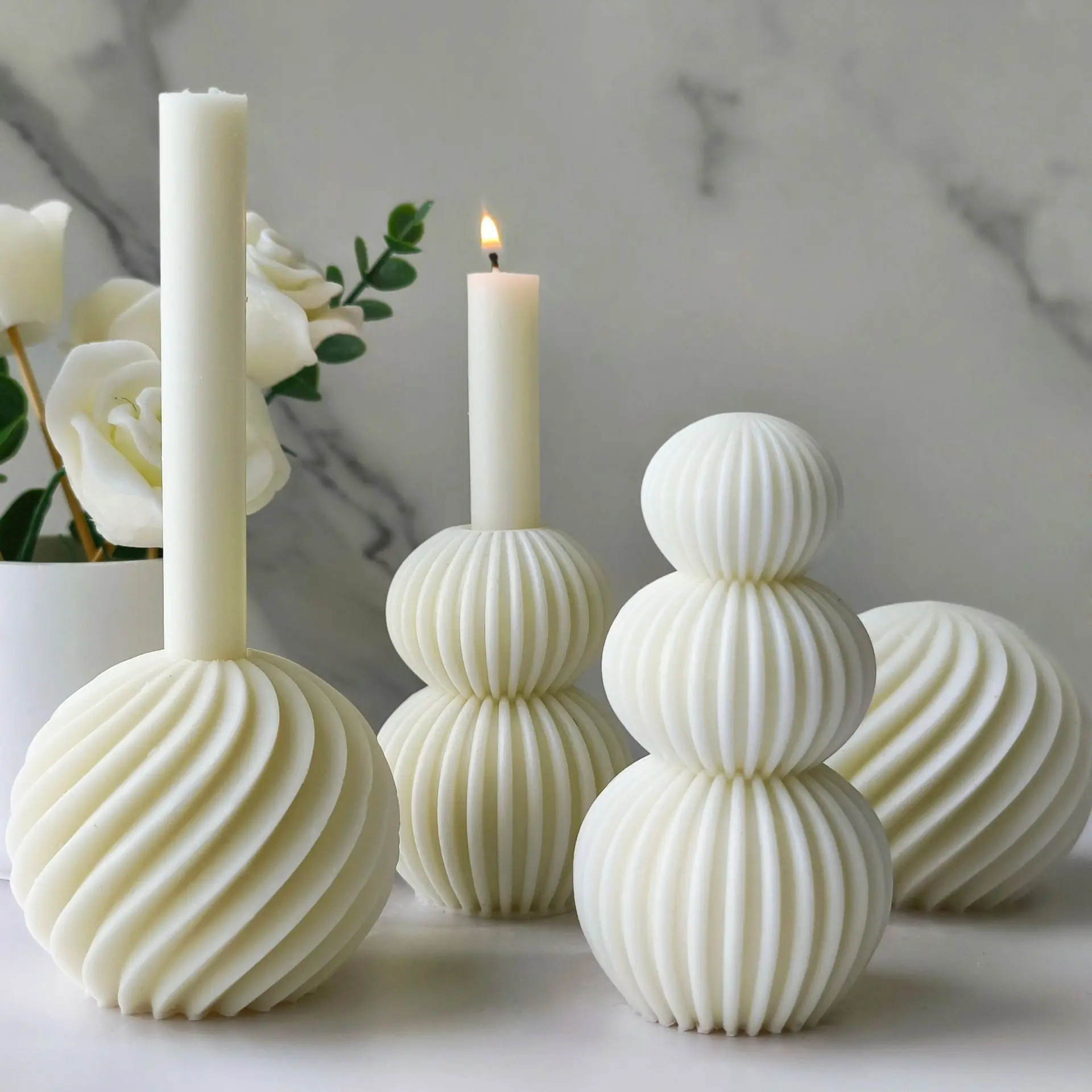 Early Riser Origami Ball Aromatherapy Candle Mold Geometric Striped Column Resin Plaster Ornament Mold Wholesale