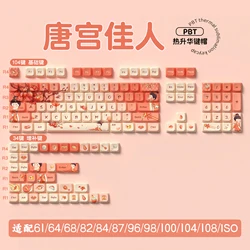 Tang Dynasty PBT Custom Keycaps Set 158 Keys Pink MDA Profile Keyboard Keycaps for Cherry Gateron MX Switches Key