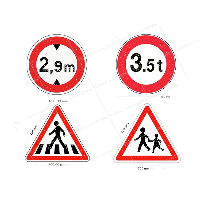 red triangle Customizable Aluminum Reflective Solar Traffic Road Signs led traffic warning signal and symbols