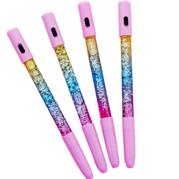 Hot Selling Rainbow Liquid Quicksand LED Light Plastic Gel Pen for  Promotional Gift
