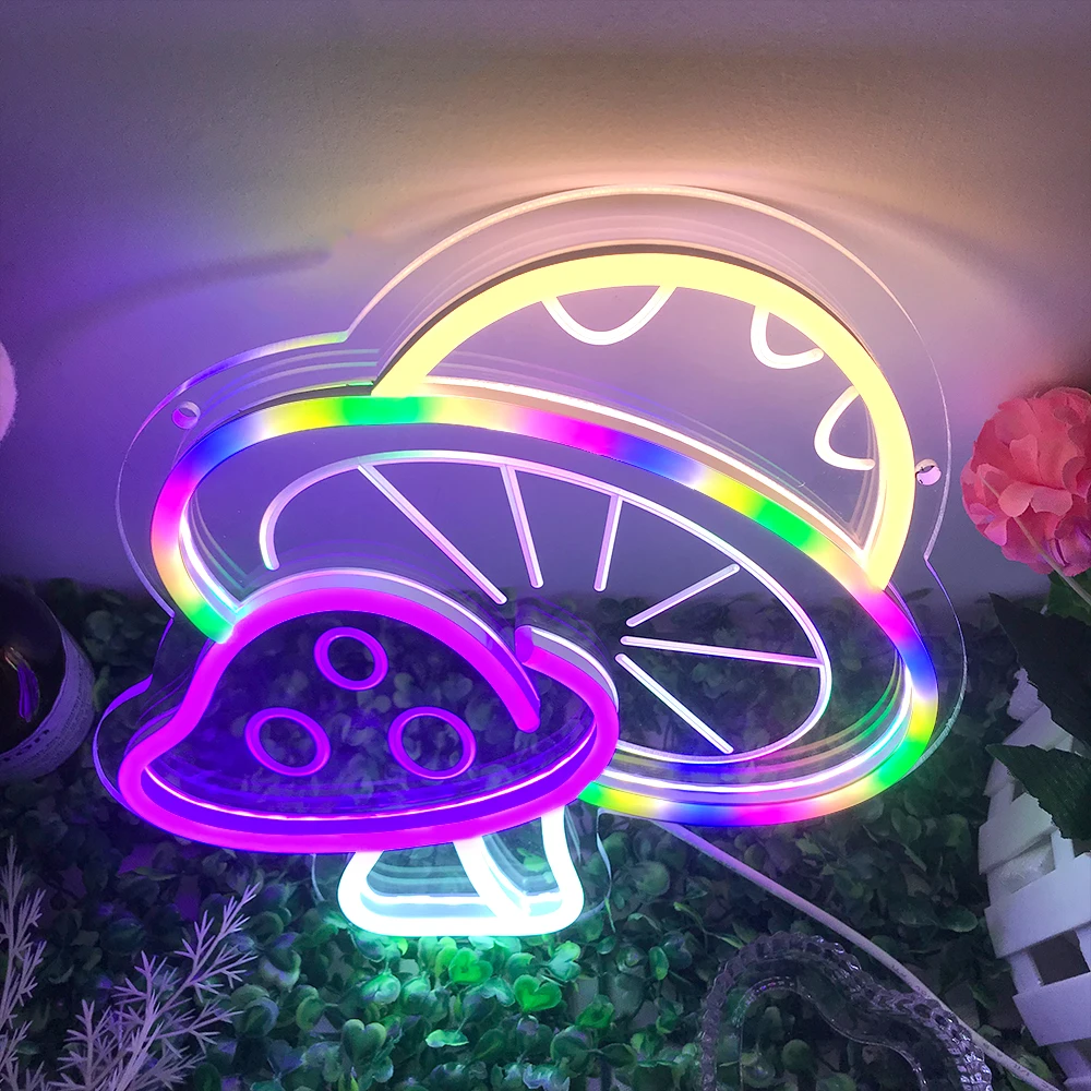 Fast delivery Mushroom Neon Sign With Dimmable Switch Colorful Neon Signs For Bedroom Livingroom Wall Decor