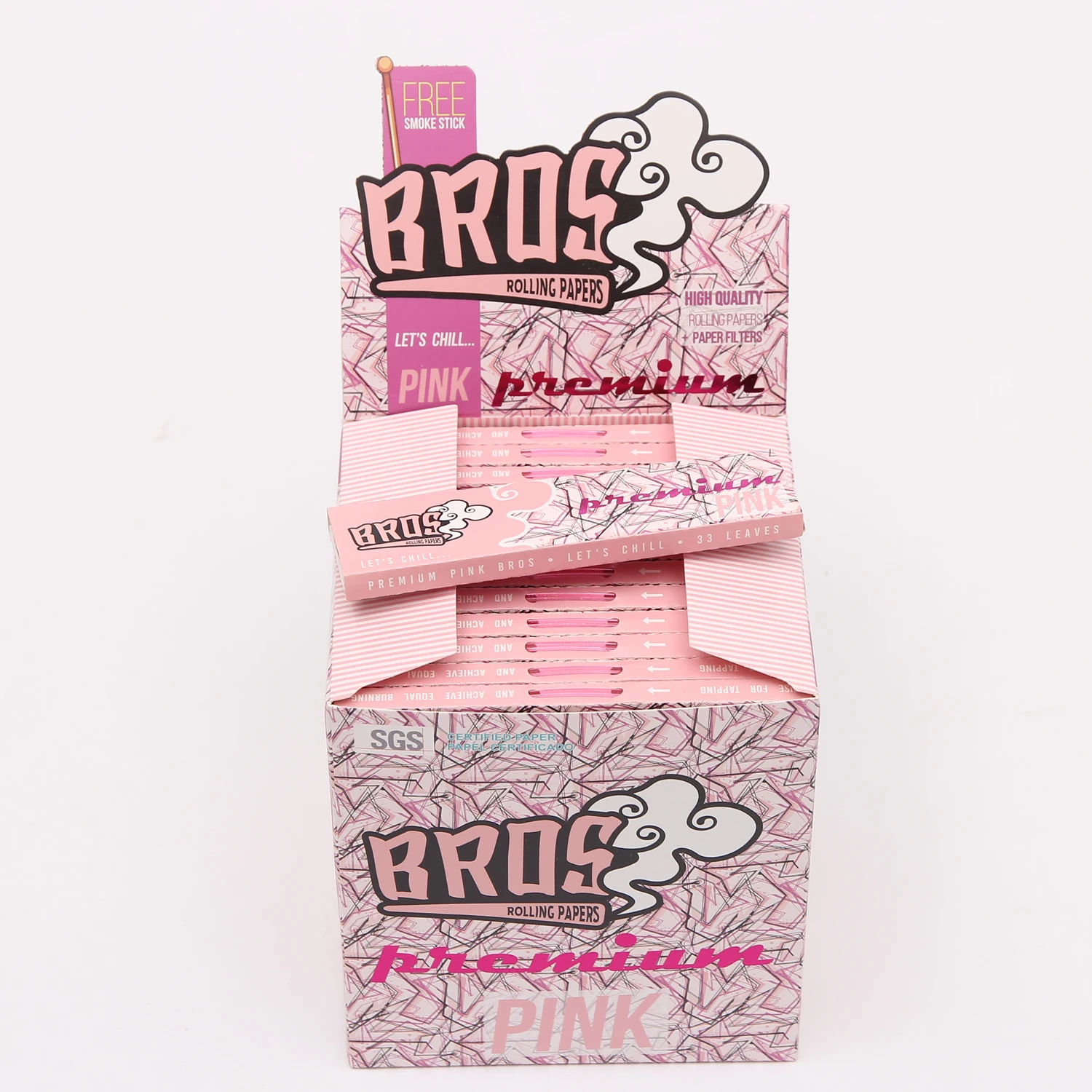 bros custom pink king size slim tobacco rolling paper smoking rolling paper tips filters