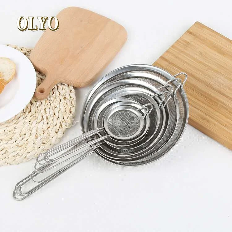 Hot Selling Kitchen Tools Stainless Steel Mesh Filter Strainer Colander with Long Handle