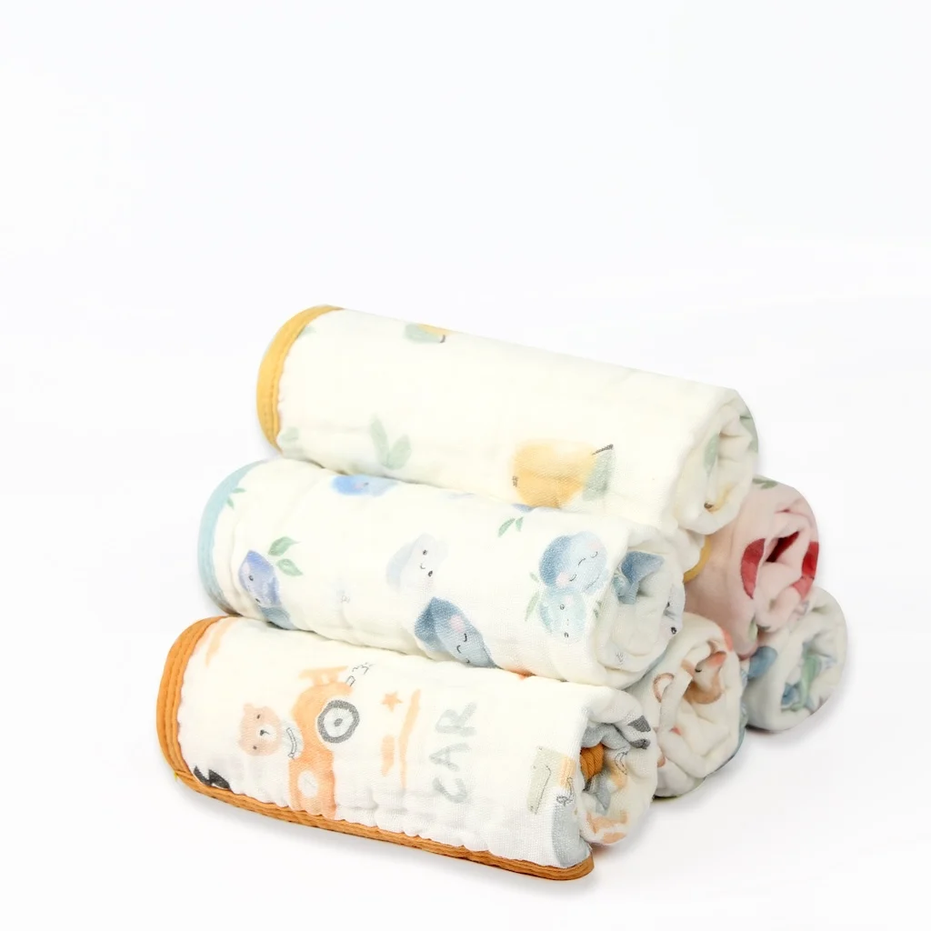 Baby Muslin Washcloths 12x12 inches -100% Cotton Baby Bath Towels, Soft Baby Wash Cloths and Absorbent wipes for Newborn Kids