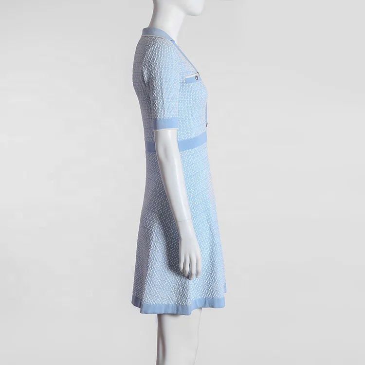 Manufacturer Sales V-neck short sleeve polka dot knit dress