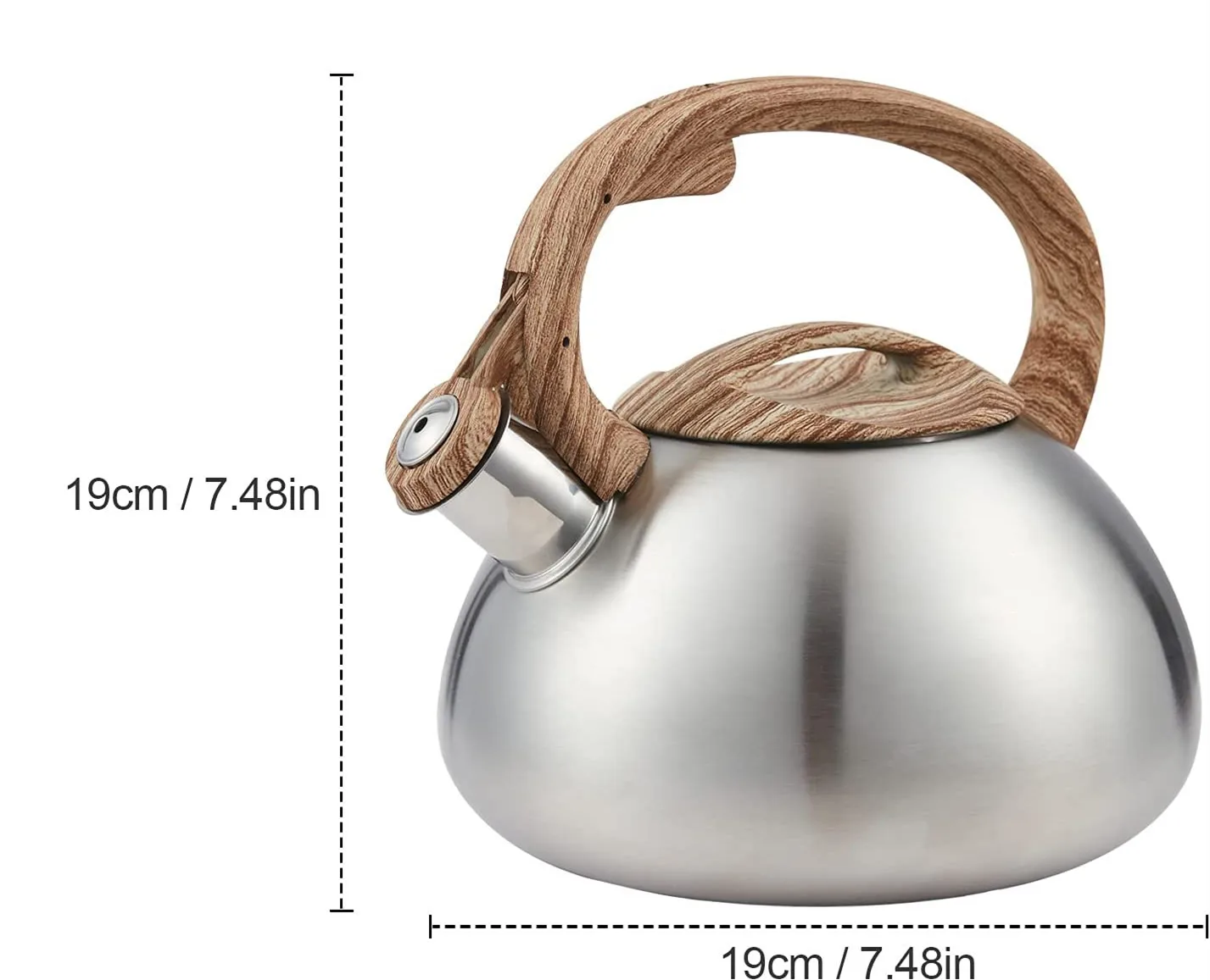 Wholesale Customized High Quality 3.0L Tea Kettle Stainless Steel Whistling kettle With Wooden Handle