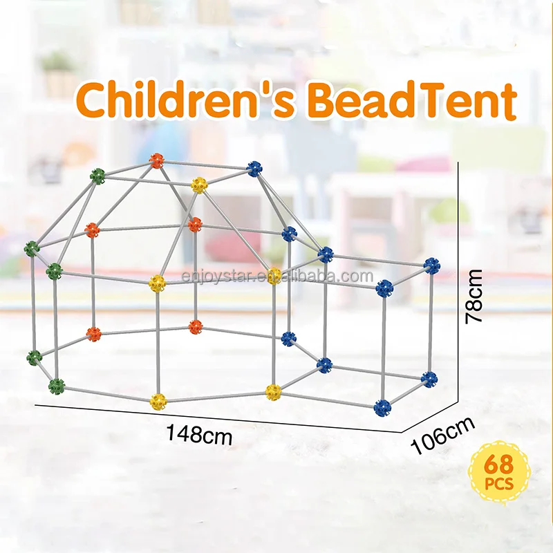 ENJOYSTAR 68PCS Multi-interface Building Castles Bead Kit DIY Fort Tunnel Construction Tent Toy Set For Kid In-outdoor Playing