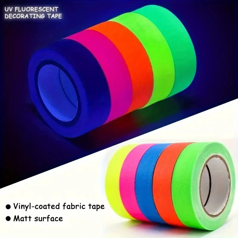 Party Wall Sticker Vibrant Fluorescent Neon Luminous Tapes for UV Black Light Reactive Non-Waterproof Vinyl-Coated Fabric