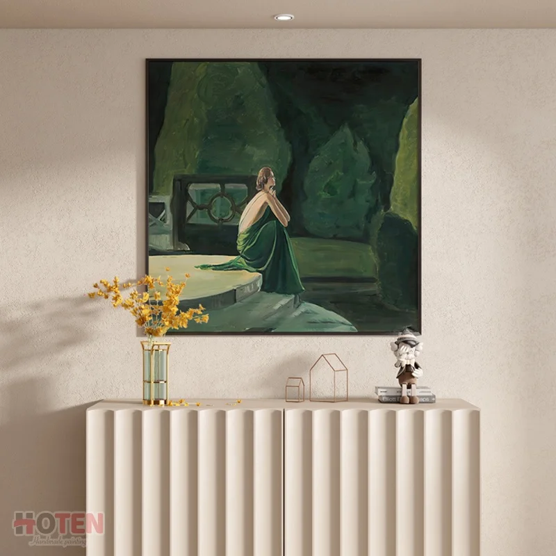 PROM girl oil painting Modern Handmade Dancing Dress Girl Portrait Oil Painting For Home Hotel Decoration Arts