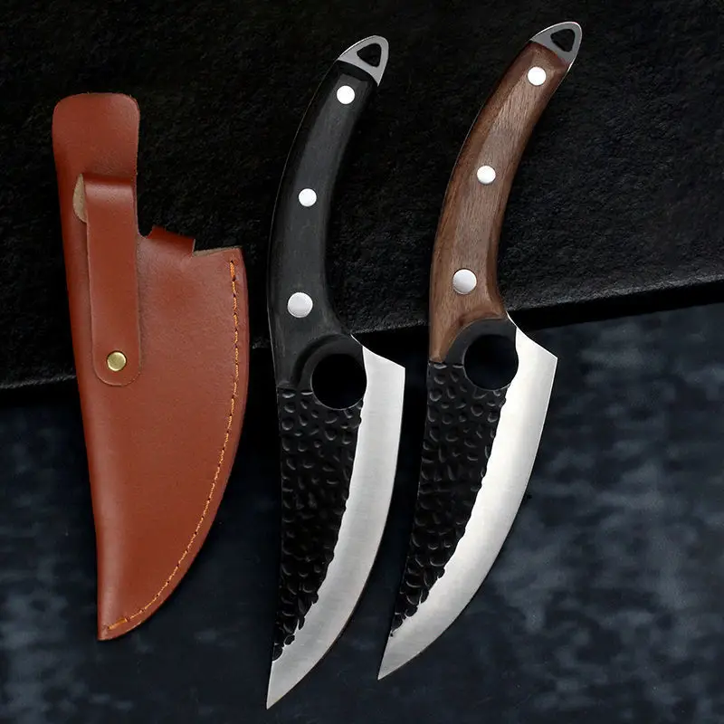 Hand Forged Boning Knife High Carbon Steel Meat Cleaver Multipurpose Chef Knife with Sheath