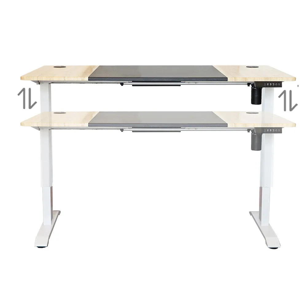 New Single Motor Height Adjustable Electric Standing Desk Sit Stand Table With Splice Board With Keyboard Tray