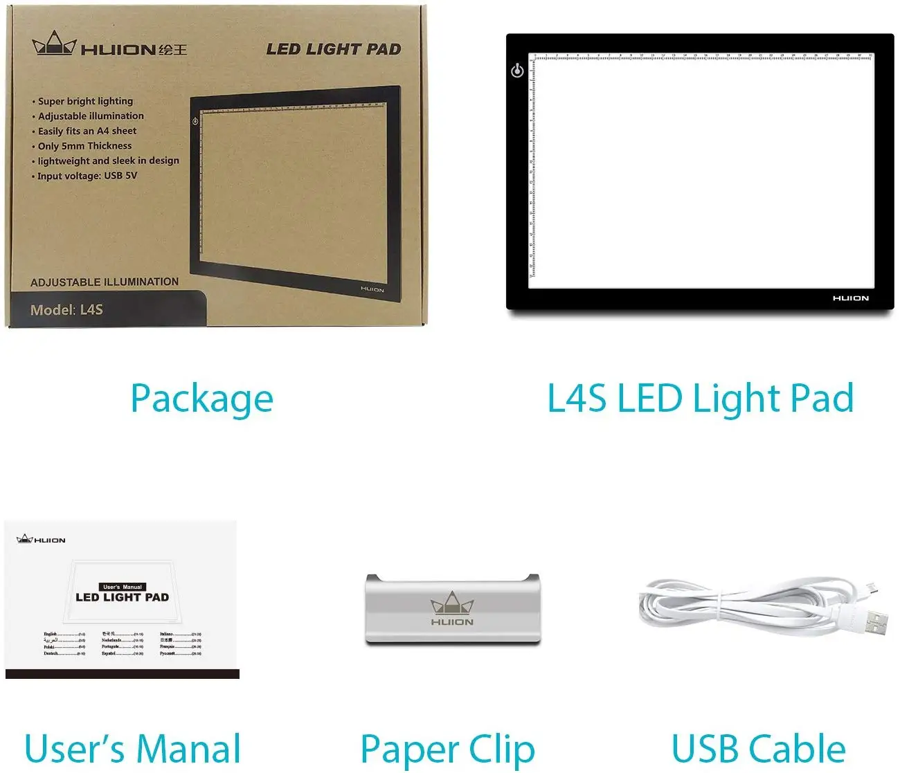 Huion L4S ultra-thin scale acrylic tracking board drawing tablets LED flexible tracing light pad