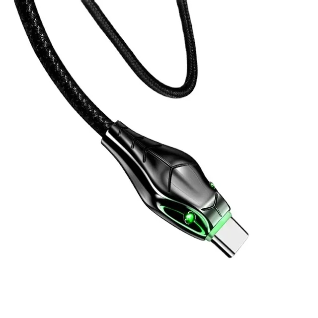 1M 2M 3M Nylon Braided Zinc alloy snake head with LED Type C Micro USB 3A Super Fast Charge USB Data Cable  for huawei/iphone