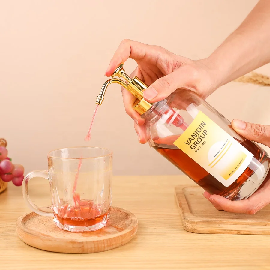 Refillable 16oz High Flint Thick Glass Liquid Soap Dispenser With Gold Rustproof Pump Lid Dish Soap Dispenser For Kitchen