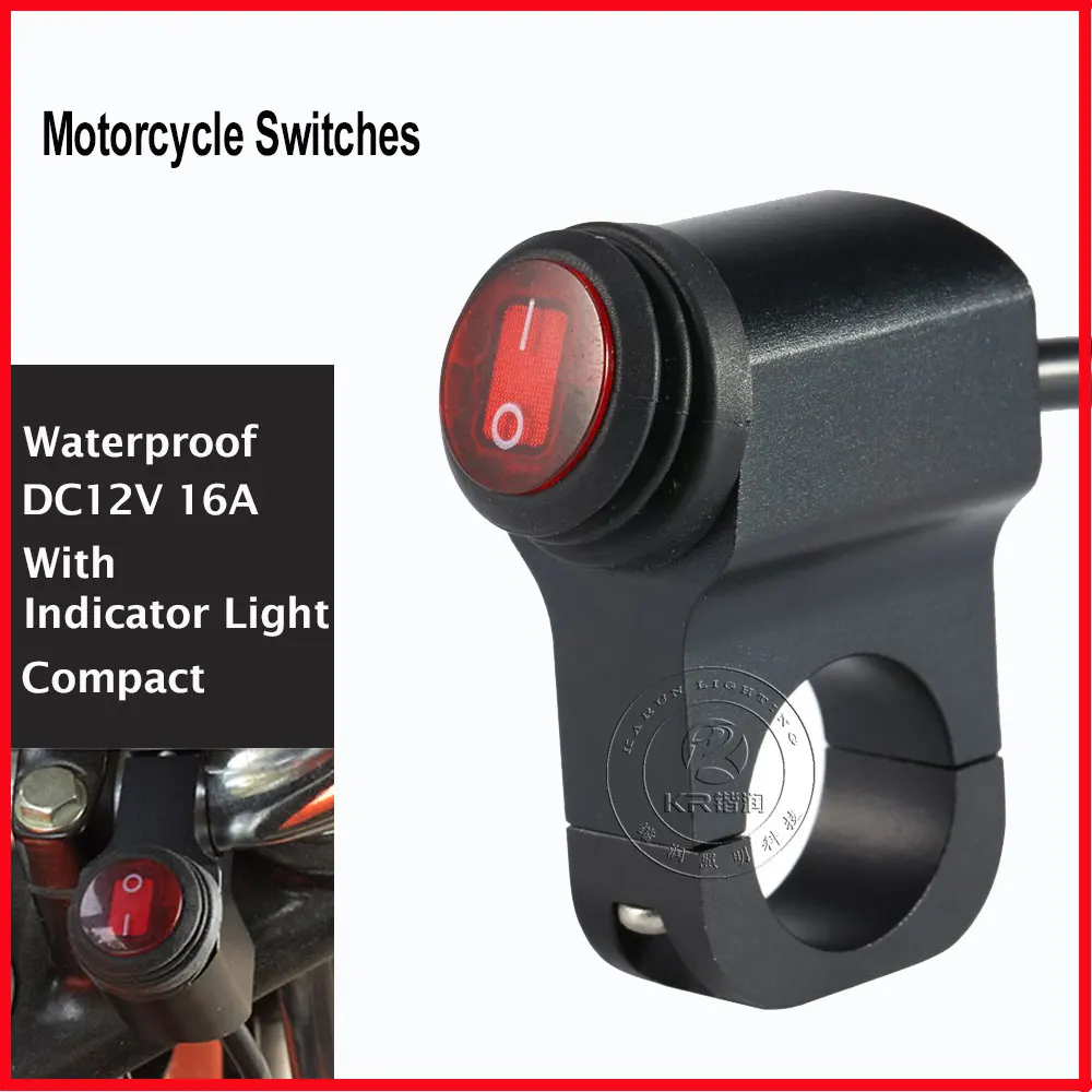 
KR-MS10 motorcycle kill switch Waterproof & Compact Diameter 22mm/25mm DC12V 16A custom motorcycle switches 